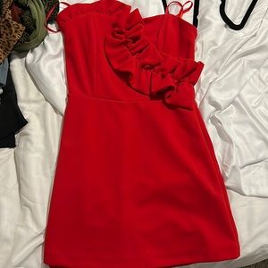 Strapless red romper